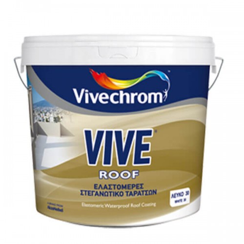 VIVE ROOF Vivechrom. Yδατοδιαλυτό λευκό ελαστομερές στεγανωτικό για ταράτσες 9 Lt