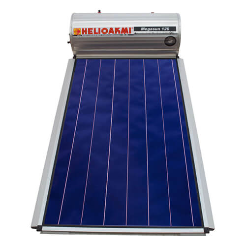 Ηλιακός Θερμοσίφωνας Helioakmi Megasun 120 lt / 2,10 m² με επιλεκτικό κάθετο Συλλέκτη Τιτανίου Τριπλής Ενέργειας με Glass Boiler