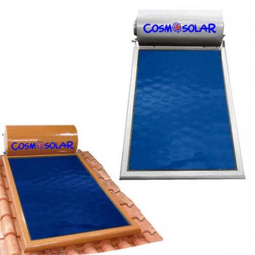 Ηλιακός Θερμοσίφωνας Cosmosolar CS-170 lt VS με επιλεκτικό κάθετο συλλέκτη, επιφάνειας 2,52 m², τριπλής ενέργειας για Αντλία Θερμότητας με Glass Boiler