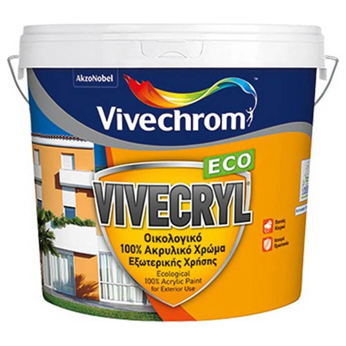 VIVECRYL Vivechrom ECO Aκρυλικό χρώμα ματ εξωτερικής χρήσης Λευκό 10 Lt