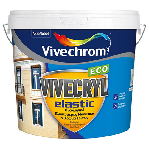 VIVECRYL ELASTIC ECO Vivechrom Eιδικό ελαστομερές ακρυλικό μονωτικό & χρώμα Λευκό 3 Lt