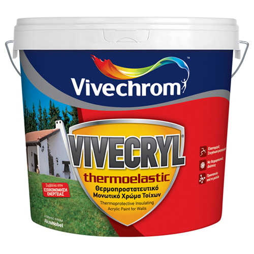 VIVECRYL THERMOELASTIC Vivechrom Θερμοπροστατευτικό & μονωτικό χρώμα εξωτερικών τοίχων Λευκό 10 Lt