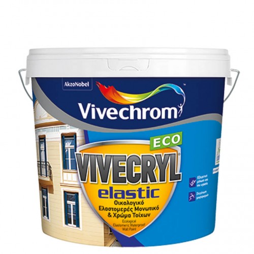 VIVECRYL ELASTIC ECO Vivechrom Eιδικό ελαστομερές ακρυλικό μονωτικό & χρώμα Λευκό 10 Lt