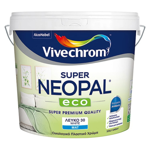 NEOPAL ECO Vivechrom Οικολογικό πλαστικό χρώμα Λευκό 3 Lt.