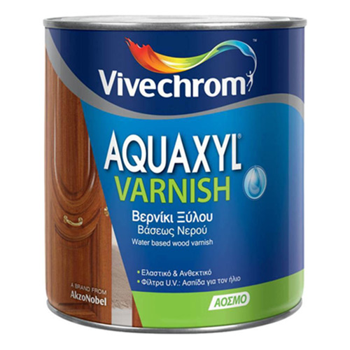 AQUAXYL VARNISH Vivechrom 750 ml Άχρωμο Σατινέ βερνίκι ξύλου βάσεως νερού