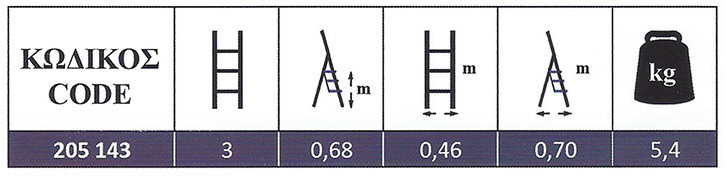 Σκάλα Σιδήρου (Σκαλοσκαμπό) 3 σκαλιών Profal 205143