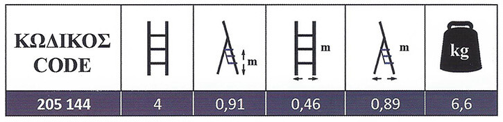 Σκάλα Σιδήρου (Σκαλοσκαμπό) 4 σκαλιών Profal 205144