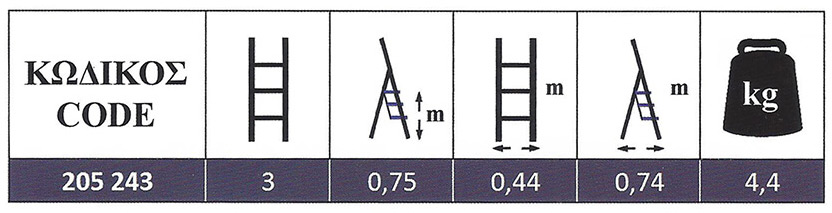 Σκάλα Αλουμινίου (Σκαλοσκαμπό) 3 σκαλιών Profal 205243