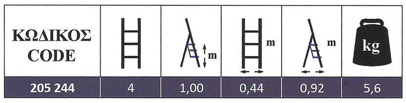 Σκάλα Αλουμινίου (Σκαλοσκαμπό) 4 σκαλιών Profal 205244