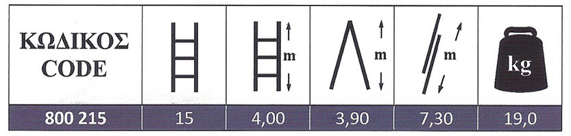 Σκάλα Αλουμινίου Πτυσσόμενη επαγγελματικής χρήσης δύο τεμαχίων 2x15 Profal 800215